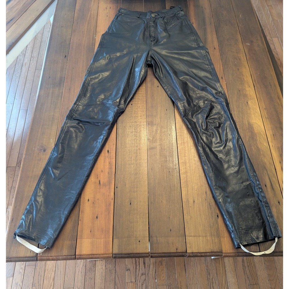 Vintage Bermans Genuine Leather Pants Black High Waisted Size 7‎ Women Riding